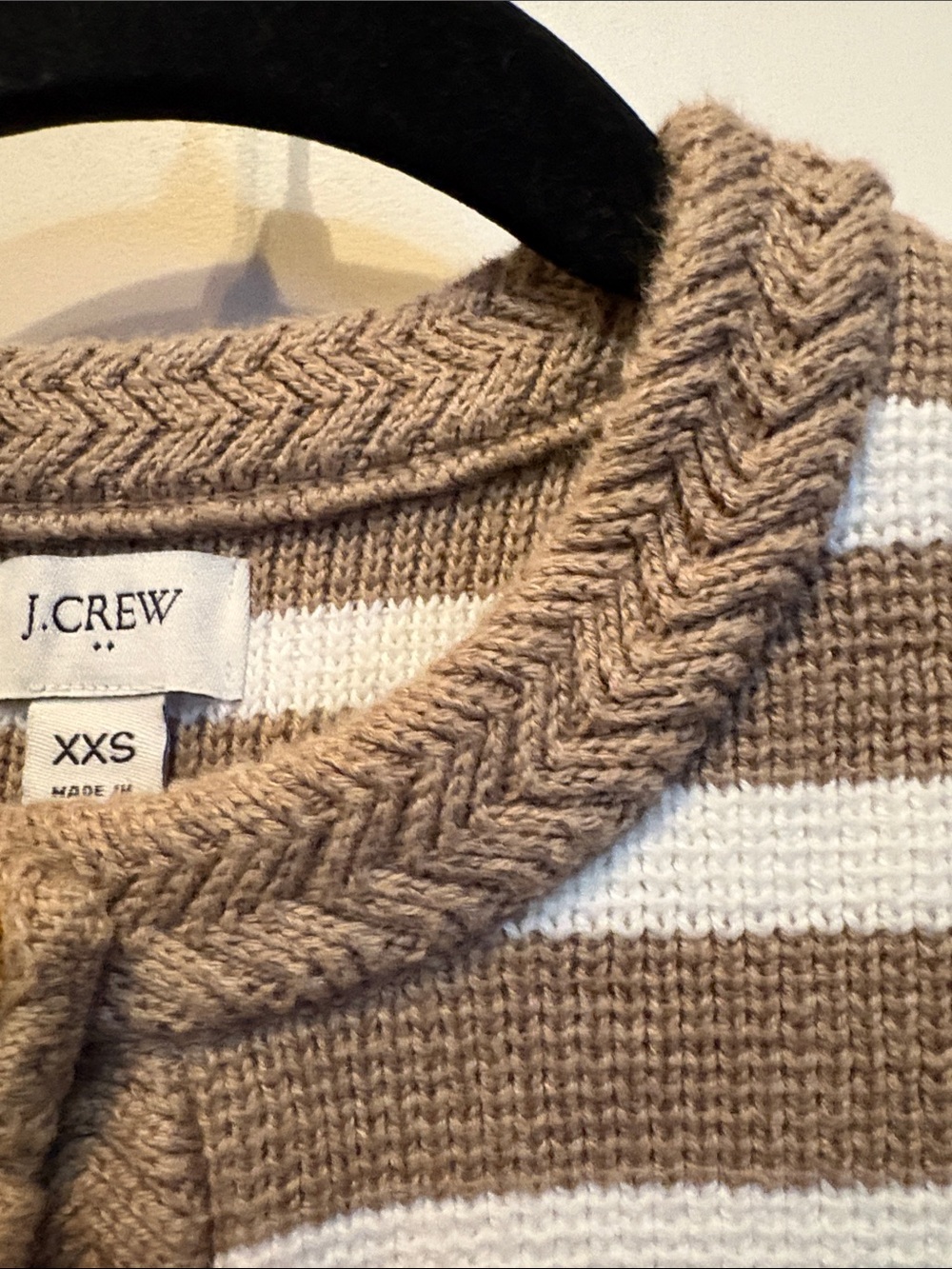 J. Crew Striped Knit Cardigan in Cream and Tan Size XXS Preppy Quiet Luxury - Picture 6 of 8